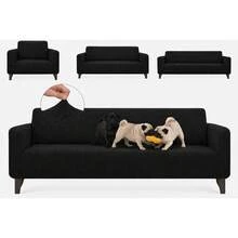3-Piece Adjustable Stretch Sofa Cover Set - Black - View 5