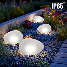 1pc Solar Powered Rock Shaped LED Light, Automatic On/Off No Wiring Required Spherical Atmosphere Light, Indoor/Outdoor Decorative Light, Suitable For Garden Path Patio Tabletop, Christmas Halloween Holiday Decoration - Stone Lamp - View 2