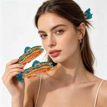 1pc Cute Cartoon Ocean Salmon Shaped Hair Clip, Fun Unique Large Hair Clip, Suitable For Women's Back Of Head, Especially For Updos, Curly Hair, Long Hair And Daily Commute Use - Multicolor - View 1