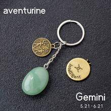 1 pieza Llavero de Piedra Preciosa Natural del Zodiaco, Llavero de Cuarzo Transparente Amatista, Adecuado para DIY Anillo de Llave de Coche Cadena - G - Ver 20