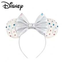 Disney 迪士尼城堡主題髮箍，銀色米奇耳朵配大蝴蝶結與多彩水鑽 - 彩色 - 查看 7