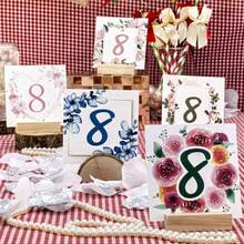 20/30/40 Pcs/Set Floral Wedding Table Numbers. Including Main Table Card, Table Center Decor, Double-Sided Printing, Flower And Geometric Pattern Design - View 7