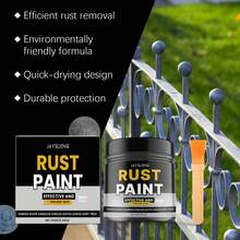 Juego de pintura antióxido gris de 100g con brocha, recubrimiento de prevención de óxido metálico a base de agua, pintura resistente a la corrosión y a la intemperie para cercas, puertas, barandillas & muebles metálicos - 100 g de pintura gris antioxidante - Ver 8