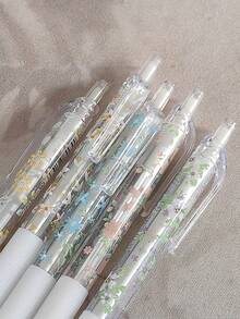 12/6/3/1支裝 可伸縮花卉圖案 0.5mm 黑色快乾中性筆，適合筆記本與辦公文具順暢書寫，開學季首選 - 多款式 - 查看 7