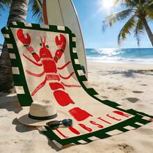Red Claw Lobster Fresh Live Digital High-Definition Printed Beach Towel, Suitable For Summer Use. This Ultra-Soft, Microfiber Beach Bath Towel Is Large, Highly Absorbent, Quick-Drying, And Perfect For Travel, Camping, And Summer Holidays. It Can Also Be Used As A Beach Blanket. Ideal Gift For Christmas, Halloween, Thanksgiving, Valentine's Day, Easter, Spring, Summer, And Birthdays - Blue - View 5