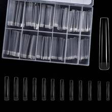 Puntas de uas cuadradas largas, 180 piezas de puntas de uas de gel suave de cobertura total 5XL Uas postizas acrlicas transparentes Extensin de uas postizas a presin para saln Hogar DI - inicial - Ver 1