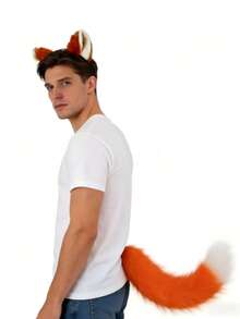 2pcs/Set Animal Ear Headband Fox Set, Cosplay Party Costume, Cute Plush Ear Accessories, Photo Props, Couple Matching Outfit Accessories - Multicolor - View 4