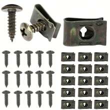 U-Shaped Spring Metal Clip Large Flange Head Self-Tapping Screw Set, Car Fender Bumper Inner Liner Fastener Clips, Suitable For Motorcycle Electric Vehicle Plastic Panel Fixing - U-shaped Washer Screw - View 2