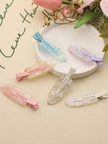 6 piezas de pinzas para el cabello con forma de concha iridiscente tipo macaron, adecuadas para el uso diario, salidas, accesorios para el cabello de mujer dulce - Multicolor - Ver 4