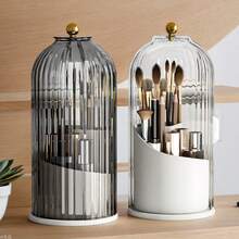 1pc, Luxury Style Makeup Brush Storage Bucket 360° Rotating Dust-Proof Storage Box Makeup Tool Desktop Organizer - View 10