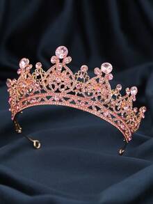 1件復古優雅粉鑽宮廷皇冠 | 新娘婚禮配件 浪漫婚紗造型飾品 - 彩色 - 查看 3