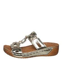 Sandalias tipo chanclas de cuña con suela gruesa y diseño floral, versátiles y casuales para mujer, para vacaciones, hogar, exterior y playa - Dorado - Ver 8