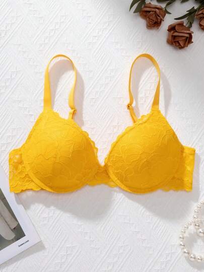 Women's Sexy Lace Semi-Sheer Lingerie: High Elasticity, High Support, Push-Up Lift Design, Comfortable And Breathable Without Tightness, Perfect For Date Wear