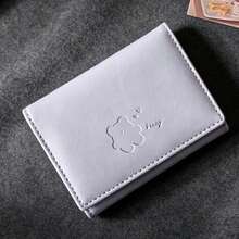 Billetera corta plegable de tres pliegues con relieve de oso suave y lindo, disponible en múltiples colores, con ventana transparente en forma de corazón, portatarjetas ligero y portátil con múltiples ranuras, ideal para estudiantes - Multicolor - Ver 9