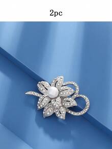 1pc Luxury High-End Crystal, Pearl & Rhinestone Bowknot Brooch Pin For Women, Elegant Party & Dress Accessory - Silver - View 7