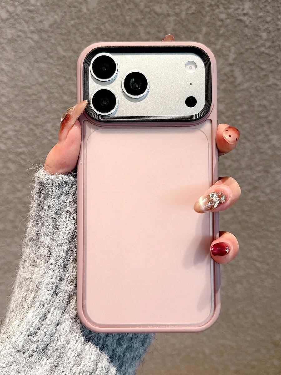 極簡階梯式相機鏡頭霧面硬殼壓克力材質粉色手機殼，適用於 iPhone 17 Pro Max/17 Pro/17 Air/17/16/16 Pro Max/16 Plus/16 Pro/16E/15/15 Pro Max/15 Pro/15 Plus/11/12/13/14 Pro Max/11 Pro Max/12 Pro/12 Pro Max/13 Pro/13 Pro Max/14 Pro/14 Pro Max，超硬超厚
