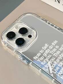 1個白色英文標語鏡面手機殼 化妝鏡 PC 硬殼 1.5mm 2合1 全包覆 精準開孔 鏡頭加高保護 氣囊防震 舒適按鍵 適用於 iPhone 16 Pro Max/15 PLUS/14/13/12/11/16E 通用 17E/17/17 Pro/17 AIR/17 PRO MAX - 彩色 - 查看 5