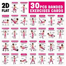 30pcs Colorful Illustrated Resistance Band Workout Guide Cards, 2.5*3.5 Inch Full Body Training Exercise Instruction Flashcards, Home Fitness Workout Reference Cards, Suitable For Beginners, Pilates And Weight Loss - A - View 8
