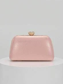 Elegant Shiny Multicolor Leaf & Floral Patchwork Crossbody Bag, Vintage Chain Strap Evening Bag, Mini Square Box Handbag, Suitable For Party Girls, Brides, College Students, Young Professionals, Versatile For Parties, Graduation Ceremonies, Weddings, Perfect Match For Party Accessories, Random Pattern Sent - Pink - View 5