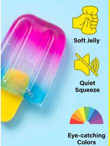 Juguete antiestrés blando de TPR con forma de paleta degradada, silencioso para apretar, sin molestar, para uso diario - Multicolor - Ver 5
