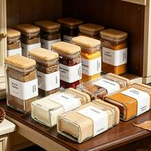 12pcs Glass Jars With Bamboo Lids, Glass Jars With Airtight Lids, Transparent Jars With Lids, Suitable For Spices, Cookies, Candy, Tea, Coffee Beans And Rice, Spice Jar Set - Multicolor - View 11