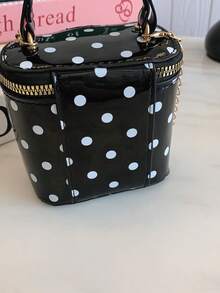 Bolso de mano mini con lunares para niñas, decoración de lazo, bolso bandolera con cadena, estilo princesa, cierre de cremallera, bolso accesorio adecuado para uso diario - A - Ver 8