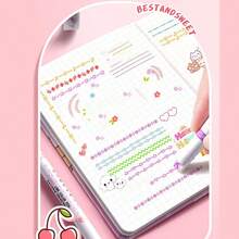 花卉曲線輪廓筆組，多圖案滾珠螢光筆，創新滾珠筆尖創造平滑連續圖案且滑動輕盈，適用於日記、剪貼簿、學校筆記、快乾波浪線標記筆、雙頭滾珠標記筆，可愛文具，適合學校與辦公室、手寫、課堂筆記、海報製作、賀卡、手工藝，也是給學生、藝術家和文具愛好者的絕佳禮物 - 多色 - 查看 2