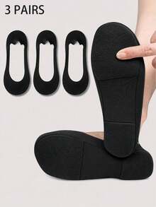 3 Pairs Black Spherical Sponge Padded Summer Women's Invisible Socks, Low-Cut Short Socks, 3D Arch Support, Suitable For Daily Wear And Holiday Gifts - Multicolor - View 9