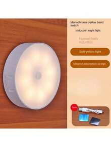 1/3/6PCS 8LED Wireless Sensor Night Light, USB Charging Intelligent Sensing Wall Light, With On/Off Function, Very Suitable For Lighting In Kitchens, Bedrooms, Living Rooms, Stairs, Corridors, Bathrooms, Dormitories And Other Places - Multicolor - View 13