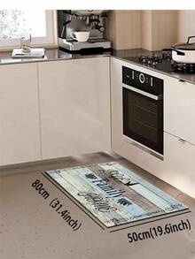 1pc Rubber Kitchen Mat, Rustic Style Decorative Art, Printed With "Love", "Family" And "Home" In Black Font, Textured Wood Plank Design Floor Mat, Suitable For Sink Area, Standing, Kitchen Decor - Multicolor - View 13
