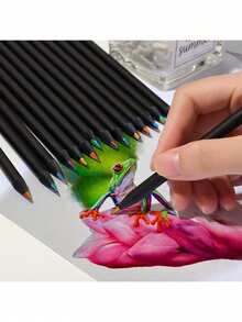 15pcs Rainbow Colored Pencils, Colored Pencils, Colored Combination Wooden Black Pencils For Sketching And Painting, Suitable For Birthday, Party, Halloween, Christmas Gifts, Essential For Painting Lovers, Back To School Supplies - Sets - View 5