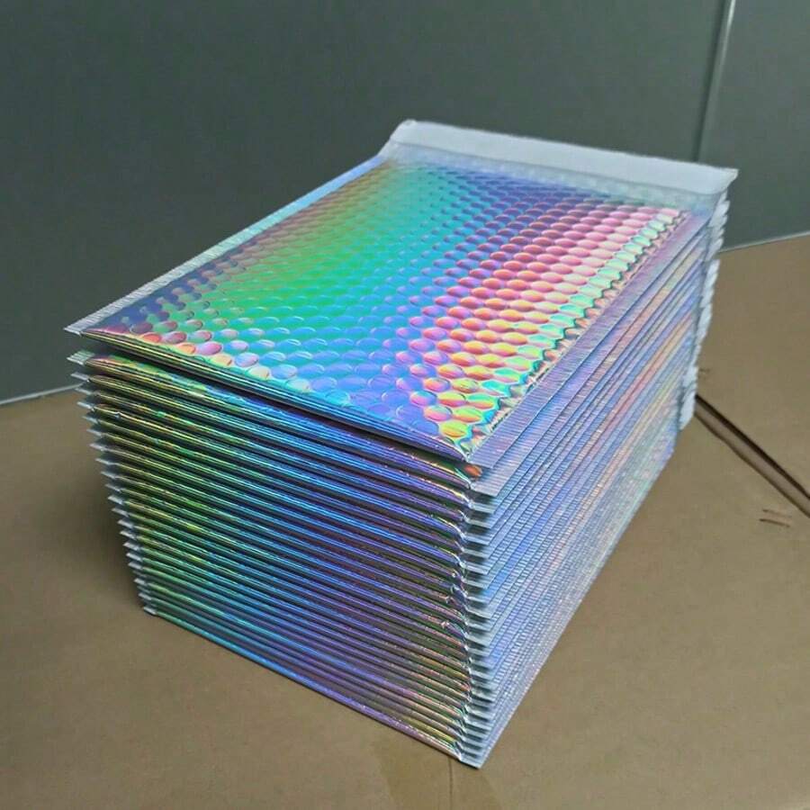 5pcs Colorful Bubble Mailers - 3 Sizes Available, Waterproof & Shockproof, PE Material, Reusable, Self-Adhesive Thickened Packaging Bags, Lightweight Cushioning Bags For Small Item Shipping, Transport, Packaging, Accessory Storage, And Small Business Daily Use, For Jewelry, Phones, Gifts, And Fragile Items - Multiple Styles - View 1