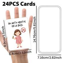 24pcs Spanish Behavioral Rules Cards, Daily Good Manners Routine Pocket Cards, Social Behavior Cards With Stop, Handwashing, Respect, Perfect Gift For Teachers And Parents - A - View 3