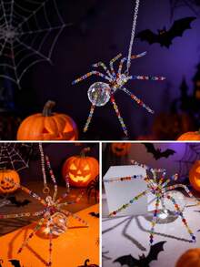 1pc Crystal Spider Dreamcatcher Pendant, Beaded Spider Sunshine Catcher, Suitable For Home Decor, Rainbow Window Decoration, Hallway Hanging, Summer And Autumn Decoration, Halloween Decoration, Christmas Decoration, And Gift For Friends., Fall Decor - Multicolor - View 4