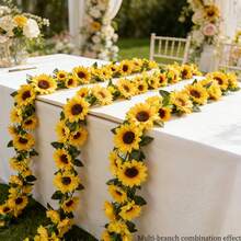 1/2pcs Artificial Sunflower Vine Decoration, Sunflower Wreath With Green Leaves, Suitable For Indoor/Outdoor Wall Decor, Wedding Arch, Party Decoration, Room Decor, Kitchen, Garden, Birthday, Wedding, Valentine's Day, Mother's Day - One Pack - View 4