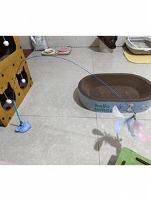 1個羽毛吸盤式貓玩具附鈴鐺，自娛貓玩具，自動貓逗弄玩具，耐咬，幫助消耗過剩能量，貓逗弄玩具，適合小貓，寵物玩具，靈活寵物玩具 - 彩色 - 查看 4