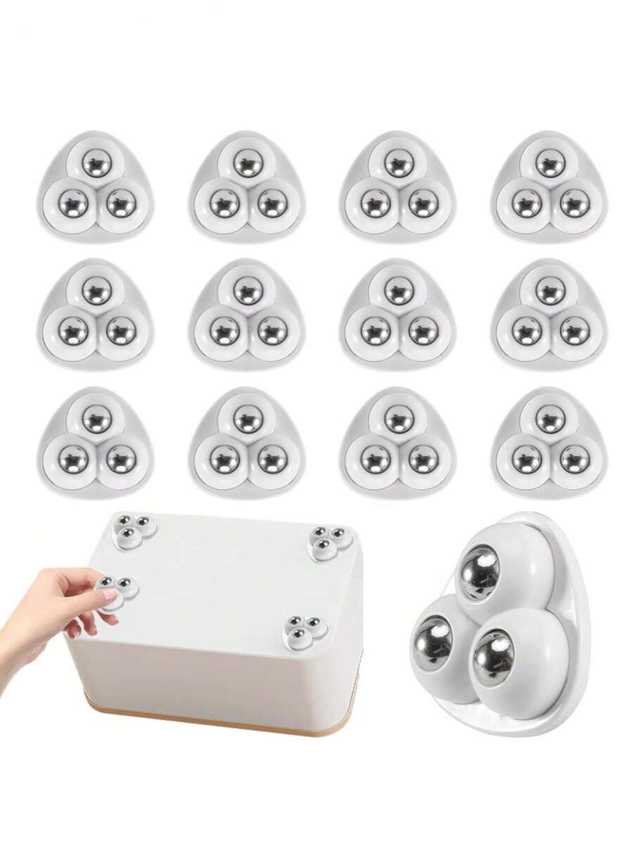 20pcs/12pcs/4pcs Self-Adhesive Wheels With Stainless Steel Ball Bearings - 360 Degree Rotating Kitchen Utensil Casters, Black And White, Suitable For Home Decor, DIY Projects, Easy Installation, Compact Design, Sturdy Structure, Universal Casters, Furniture Makers, Home Cooks - A - View 1