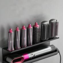 Wall-Mounted Curling Iron Storage Rack Hair Dryer Holder No-Drill Hair Tool Hanging Rack Bathroom Hair Dryer Storage Shelf Drill / No-Drill Dual-Use Storage Rack Space Aluminum Material, Suitable For Bathroom, Bedroom, Hair Salon, Equipped With Two Installation Methods - Multicolor - View 5
