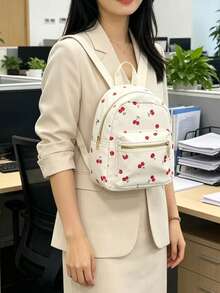 Mochila mini versátil y de moda para mujer, mochila impermeable para estudiantes de secundaria y universidad, bolso de hombro pequeño para viajes, mochila impermeable para negocios y desplazamientos, mochila funcional con múltiples bolsillos - Blanco - Ver 8