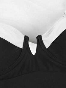 女款拼色連身泳衣，適合海灘度假、泳池派對、海灘派對，夏季度假風 - 彩色 - 查看 5