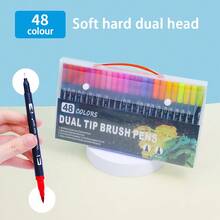 12/24/36/48pcs Dual Tip Colorful Marker Art Pen Set (Diagonal Box, Gift Box Packaging), Suitable For Adult Coloring Books, Christmas Card Drawing, Note-Taking, Carving, Calligraphy, Journaling, Back To School - Multicolor - View 18