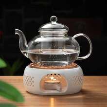 Alas Penghangat Teko Keramik, Alas Isolasi Penghangat Teh, Penghangat Air Kopi Teh, Alas Pemanas Lilin - Putih - View 4
