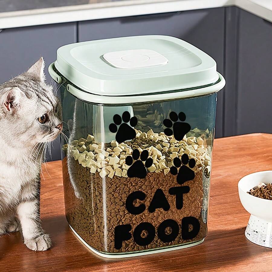 貓爪寵物飼料儲物盒自黏貼紙,適用於透明桶,可愛裝飾貓爪標籤,防水易貼無殘膠,不再混淆貓狗飼料容器 - 彩色 - 查看 1
