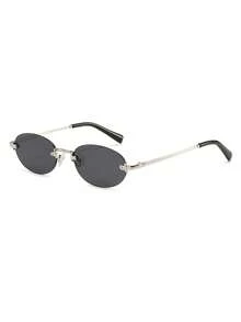 1 Pair Women's New European & American Retro Rimless Small Oval Street Style Cool Y2K Fashion Glasses - Silver Gray - View 4