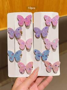 10 piezas de pinzas para el cabello con mariposas de estilo pastoral coloridas y lindas para el flequillo - Multicolor - Ver 7