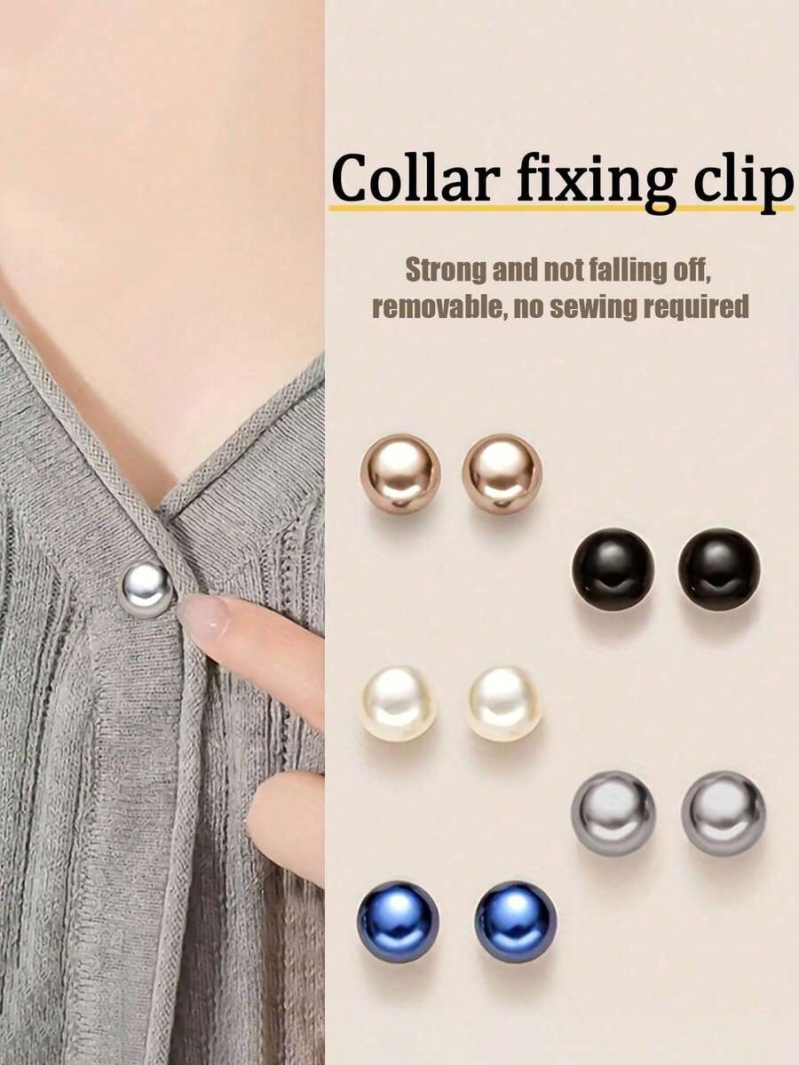 1/10pcs No-Sew Pearl Snap Buttons/Anti-Slip Shirt Brooch With Hidden Snap/Adjustable Detachable Women's Snap Fasteners