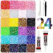 32,000pcs 3mm Colorful Resin Flat Bottom Rhinestones - Multi-Color DIY Craft Gems Set With Tweezers And Glue, Suitable For Clothing Decoration, Cups, Fabric Decoration, Home Decor - Self-Adhesive, Diamond Art, Diamond Art For Adults - View 11