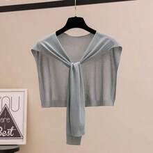 Summer Sun Protection Air Conditioning Collar Shoulder Wrap Ice Silk Knit Outerwear Shawl Spring Autumn Short Neck Protector Thin - Multicolor - View 7
