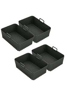 1pc/2pcs Silicone Air Fryer Liner, Reusable Air Fryer Accessories, Disposable Baking Tray Kitchen Liner Replacement, Black - Multicolor - View 3