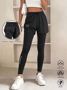 Quần tập thể dục co giãn nâng đỡ định hình cho nữ, quần legging thể thao ngắn bó sát mùa hè thích hợp cho tập luyện, chạy bộ, Pilates, Yoga. - màu đen - Xem 1